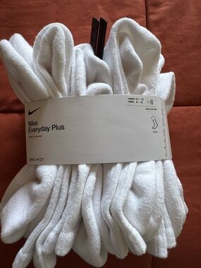 Nike Crew Socks 6 Pack White Dri-FIT Cushioned Men 8-12 Women 10-13